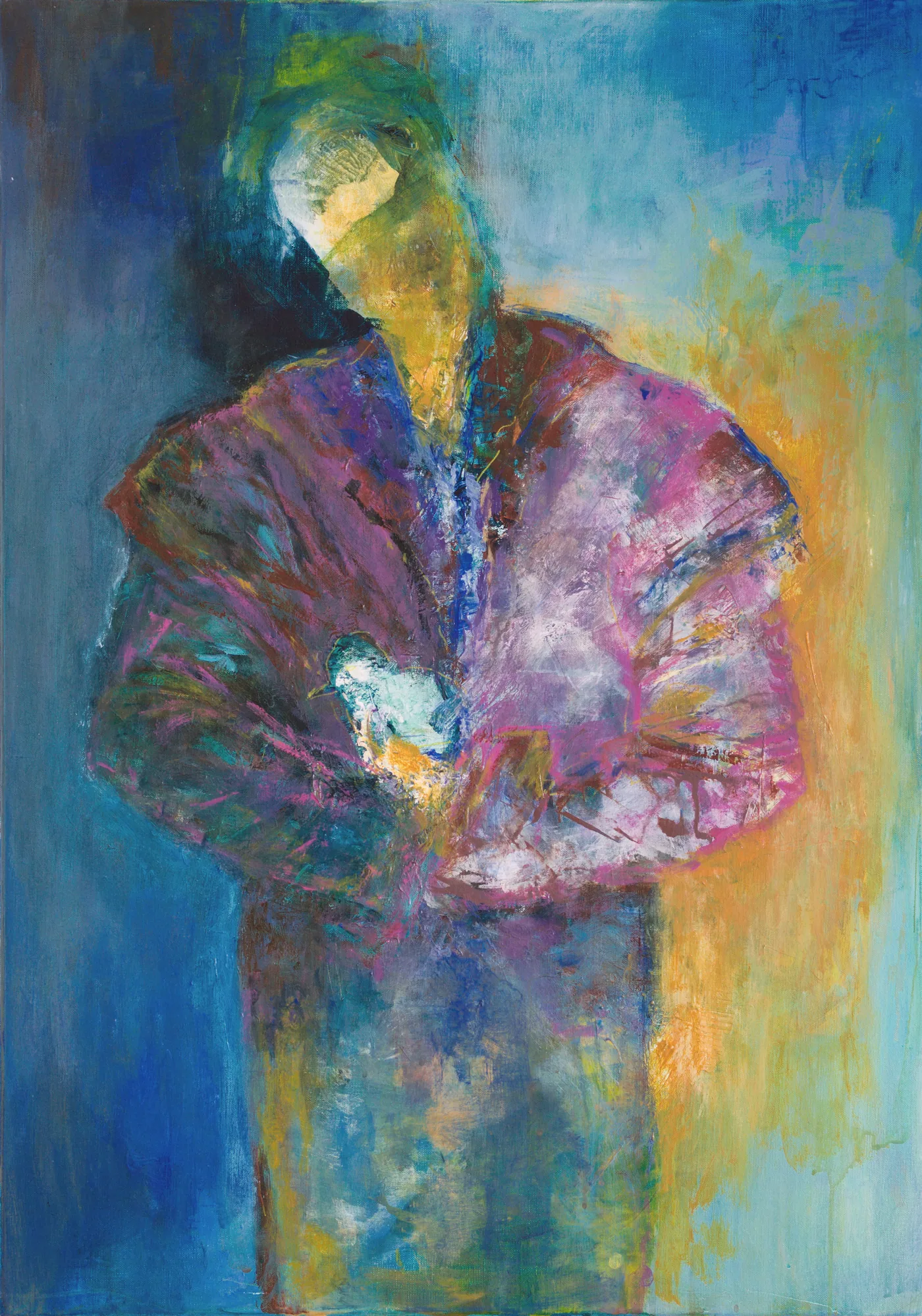 Personnage au manteau violet